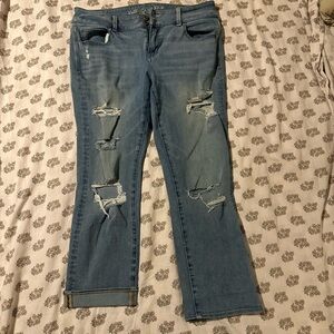 American Eagle Outfitters Light Blue Distressed Artist Crop